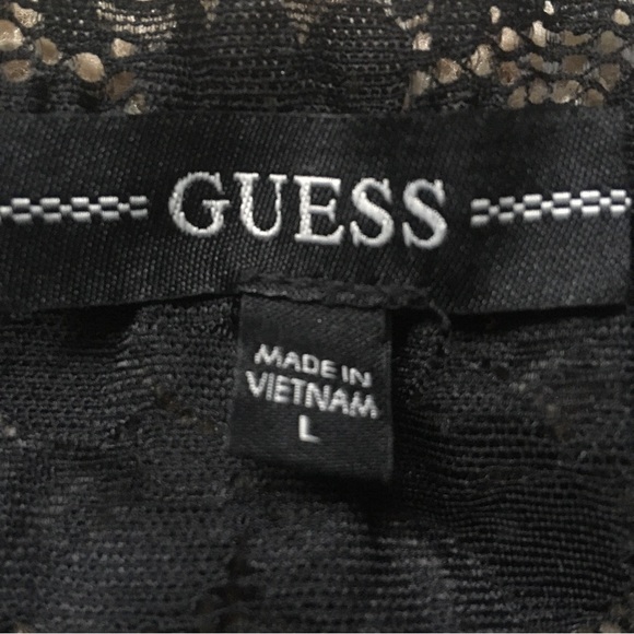 Guess Longsleeve Black Lacy Crop Top - Picture 3 of 7